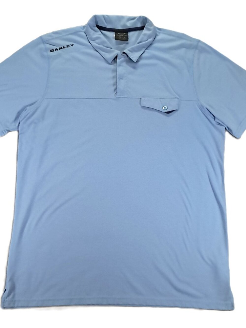 Oakley Hydrolix Polo Shirt Men XL Light Blue Pocket Short Sleeve Cotton Blend